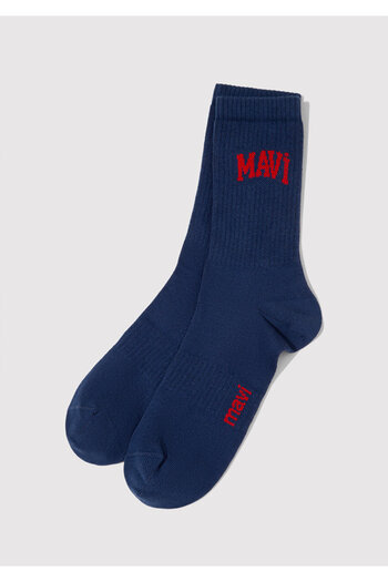 Mavi Marineblaue Socken mit Logo-Print 0911160 -34961