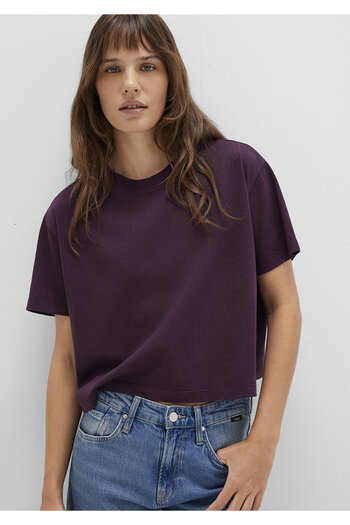 Mavi Crew Neck Purple Basic T-Shirt Loose Fit / Loosely Comfortable Cut 1611651-70635