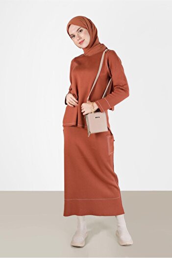Alvina STITCH DETAILED DOUBLE SKIRT Knitwear Suit 42083