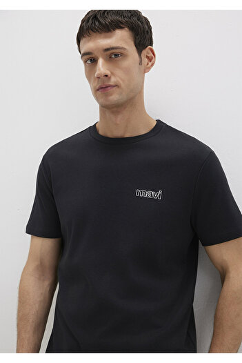 Mavi Schwarzes T-Shirt mit Logo-Print Slim Fit / Slim Fit 0610360-900