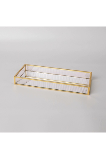 Linens Laveta 30x13x3,5 cm Dekoratif Tepsi Gold