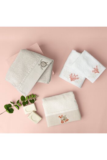 Linens Aqua Pamuk Yüz Havlusu 50X85 Cm Ekru