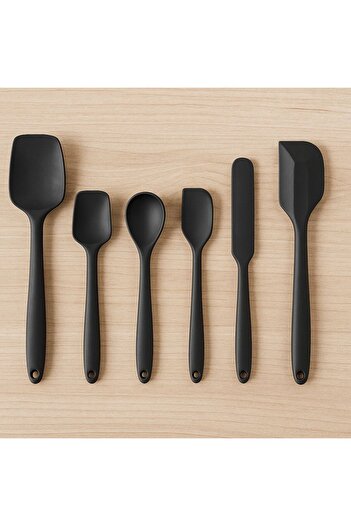 Çavdar Group Set of 6 Heat Resistant Silicone Spatulas and Non-Flammable Non-Stick Spoons