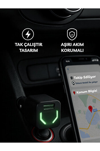 Gözcü Mobil Çakmaklık Araç Takip Cihazı Geofence Araç Takip Sistemi Anlık Konum Geçmişe Dönük Konum