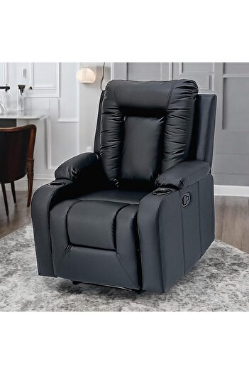 Sabir and Bros Furniture LLC SBF Fabric Recliner Sofa, Lounge Chair with Cup Holders, Ultimate Comfort for Home Relaxation, Black