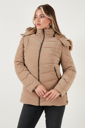 Lela Kapitoneli Slim Fit Çıkarılabilir Kapüşonlu Mont MONT 497MARA
