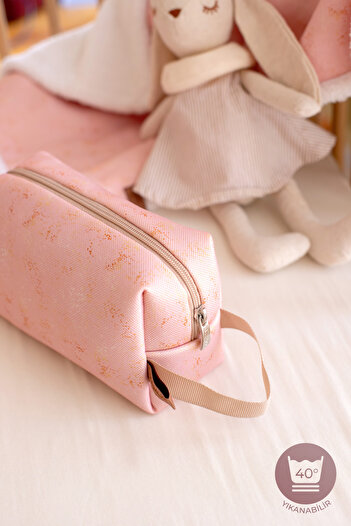 HAMUR Zippered Dirty Clean Wet Dry Baby Laundry Clothes Outfit Multi-Purpose Makeup Bag Solid Pink