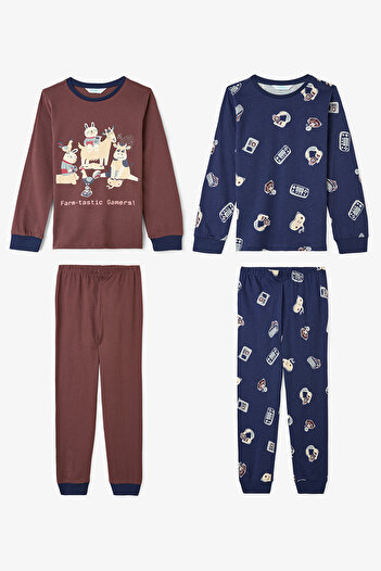 Penti Erkek Çocuk Farm-Tastic Pamuklu Uzun Kollu 2'li Pijama Takımı