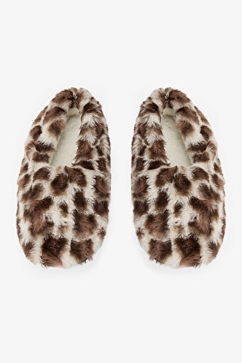 Penti Ecru Leopard Patterned House Slippers