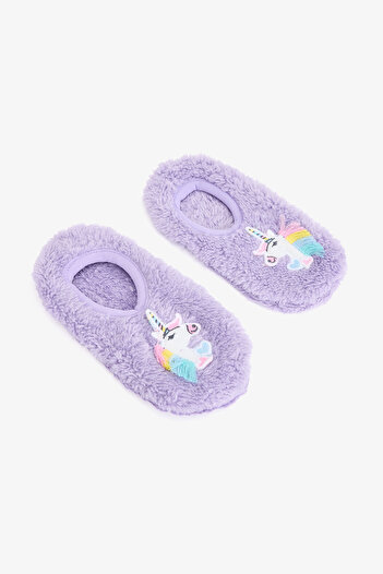 Penti Lilac Girl's Unicorn Patterned Non-Slip Sole Home Slippers