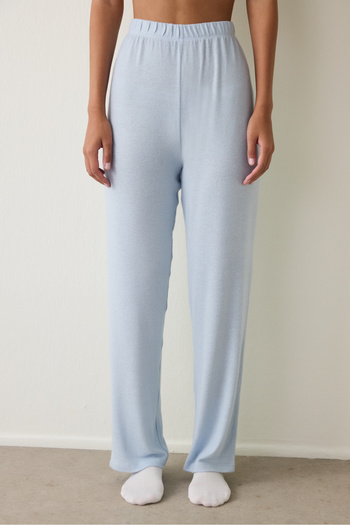 Penti Pantaloni de pijama cu efect termic Tea Time albastru deschis