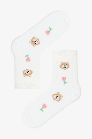 Penti 2-teilige Baumwollsocken mit Bärenmuster für Mädchen