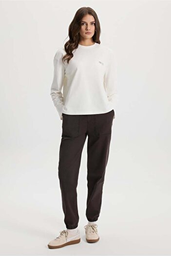 VENA Women's Flora Brown Elastic Waist Denim Trousers (Lyocell)