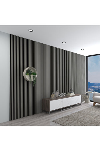 Enda Home MDF Akustik Duvar Paneli 60×278 cm – 11 mm Kalınlık, Gerçek Keçeli Dekor Çıtası
