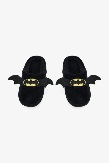 Penti Papuci de casă brodați pentru bărbați, negri, cu Batman