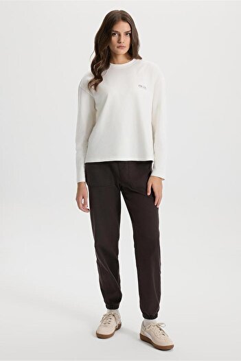 VENA Women's Flora Brown Elastic Waist Denim Trousers (Lyocell)