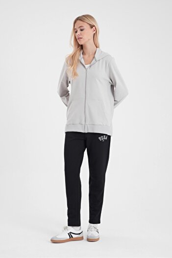 VENA Gwen Yanı Yırtmaçlı Fermuarlı Sweatshirt-Gri