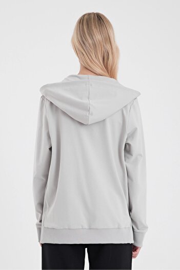 VENA Gwen Yanı Yırtmaçlı Fermuarlı Sweatshirt-Gri