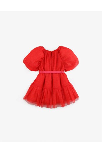 Gingersnaps Girls' Solid Puff Dress with Waist Tie for Infants