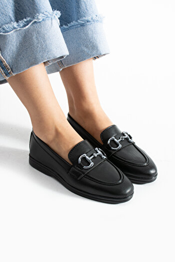 Moda Devrin Black Skin Loafer Shoes