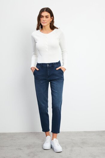 VENA Women's Basic Long Sleeve Placket T-Shirt-Ivory