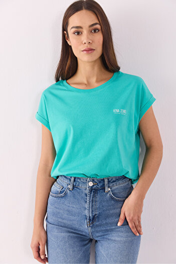 VENA Cindy Vena Λογότυπο T-shirt - ΤΙΡΚΟΥΑΖ