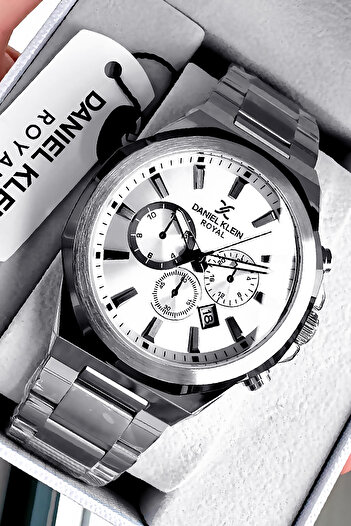Daniel Klein Men's Wristwatch 3 Atm Waterproof Silver Color Steel Cord + Bracelet DKE2031C2