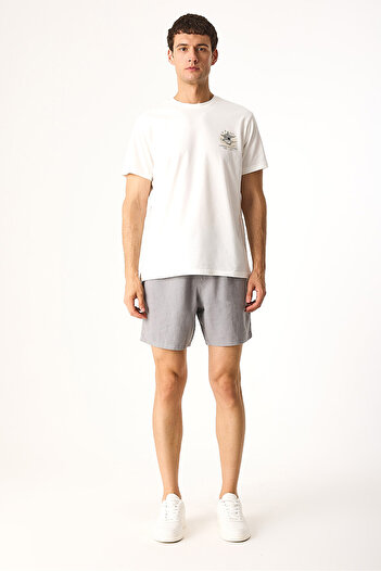 VENA Alex Beli Elastic Waist 100% λινό σορτς