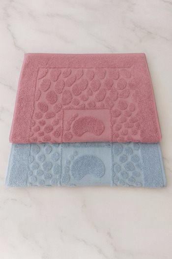 EMİLLİE AYAK İZLİ TAŞ JAKARLI HAVLU PASPAS 2 Lİ SET (50X70CM)