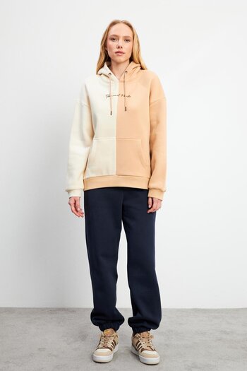 VENA Pieced Oversize Sweatshirt-Bone - Beige