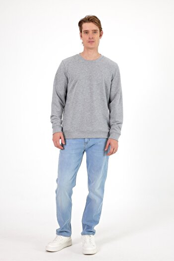 VENA Rich Bisiklet Yaka Regular Fit 3 İplik Sweatshirt-Gri Melanj