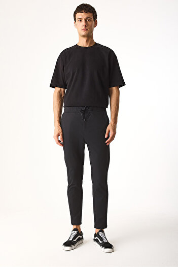 VENA Regular Fit Beli Lastikli Teknik Pantolon-Siyah