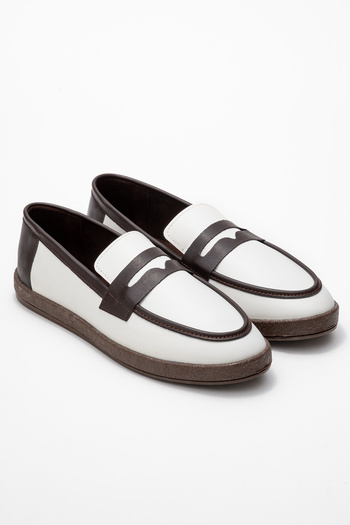 by selvi Lukka Shoes Мъжки бели мокасини с ресни от синтетична кожа Livya