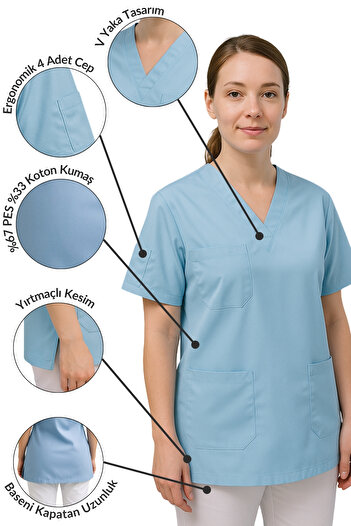 mirach Uniforme pentru asistentă medicală și medic cu 4 buzunare, uniformă unică, uniformă chirurgicală pentru spital, îmbrăcăminte medicală confortabilă
