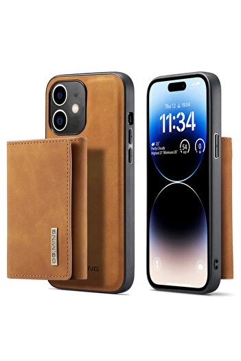 Merwish Apple Iphone 11 Uyumlu Deri (suni) Manyetik Ayrılabilen Cüzdanlı Arka Kapak Kılıf Kahverengi