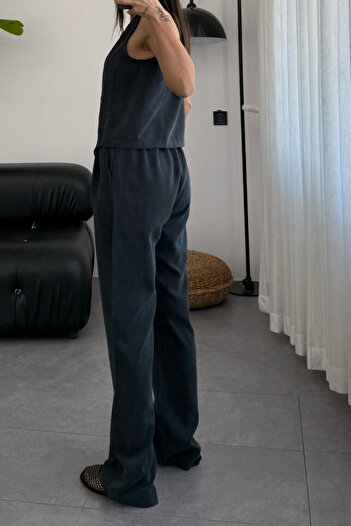 Feela Moda 2011 Kadın Modal Kumaş Dokuma Yelekli Palazzo Takım