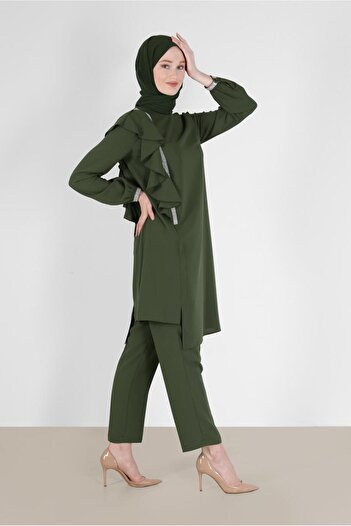 Alvina CREPE DOUBLE PANT WITH RIFFIR DETAILSET 30200