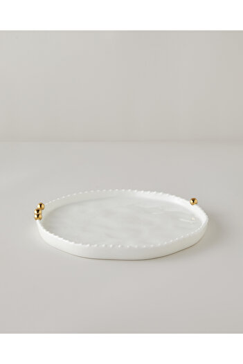 English Home Golden Gleam Porcelain Serving Plate 29 cm White-Gold
