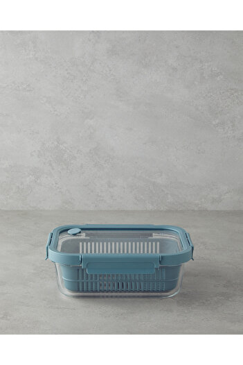 English Home Moneta Glass Storage Container with Strainer 1520 ml Blue