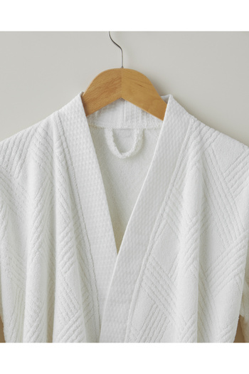 English Home Chic Diamond Cotton Bathrobe S-M Ivory
