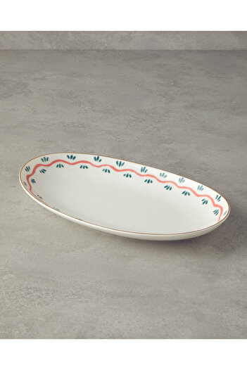 English Home 30 cm Orange-Green Carny Bone Porcelain Boat Plate