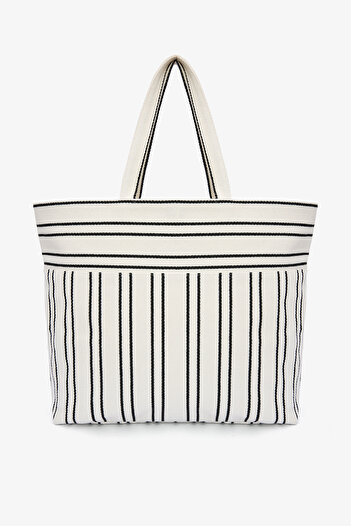 Penti Große gestreifte Ecru-Tasche
