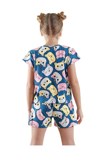 Denokids Süßes Katzen-T-Shirt-Shorts-Set