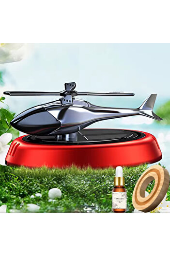 Generic RED Air Freshener Solar Powered Car Perfume Diffuser Car Air Fresheners Helicopter Shaped Decorative