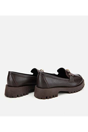 Hotiç Kadın Kahverengi Kalın Tabanlı Klasik Loafer