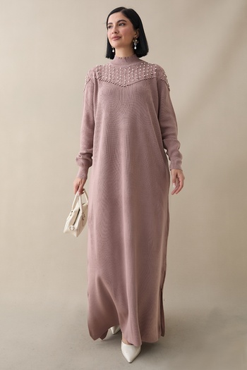 InStyle Dusty Rose Pearl Knitwear Dress