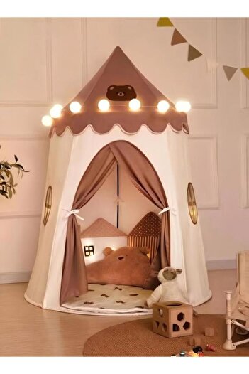 Generic Kids Play Tent Brown with Two Windows