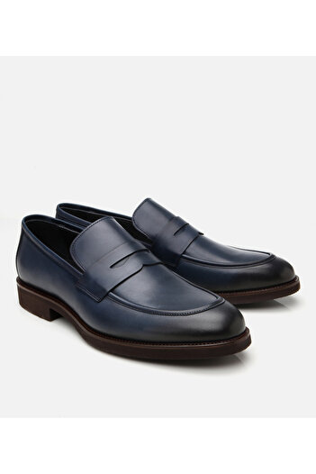 Hotiç Ανδρικό δερμάτινο μπλέ Navy Blue ελαφρύ Loafer