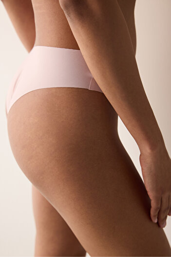 Penti Invisible Laser Cut Lace V Shape Dusty Rose Pink Brazilian Panties