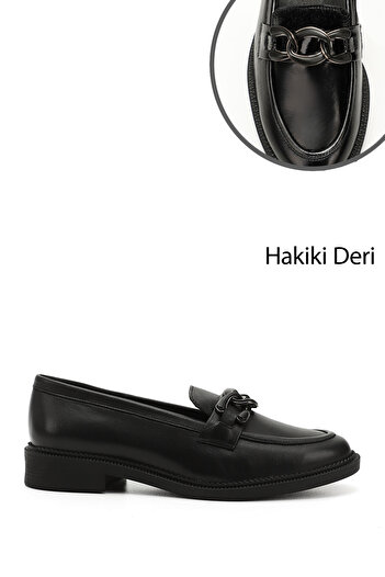 GÖNDERİ(R) Γυναικεία/Κοριτσίστικα Παπούτσια Loafer από γνήσιο δέρμα με μαύρη πόρπη